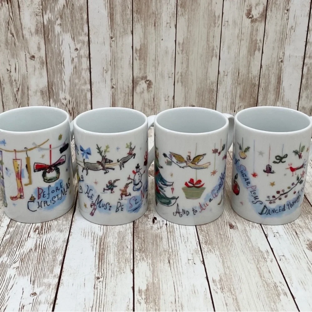 Crate & Barrel ‘Twas the Night Holiday Mug Set New in Box